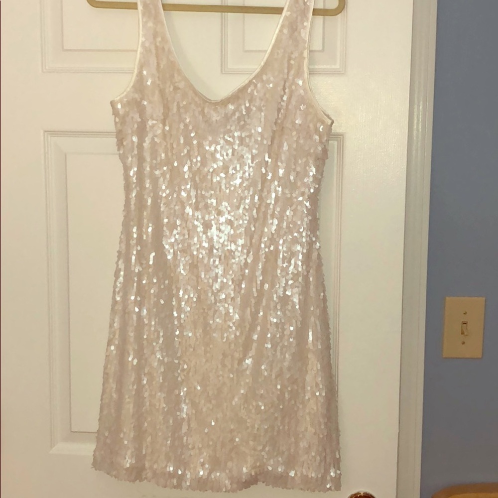 White House Black Market White Sequin Dress